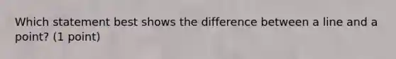 Which statement best shows the difference between a line and a point? (1 point)