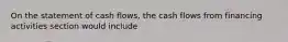 On the statement of cash flows, the cash flows from financing activities section would include