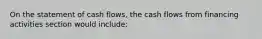 On the statement of cash flows, the cash flows from financing activities section would include: