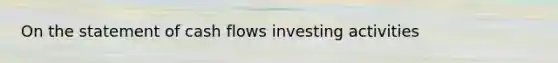 On the statement of cash flows investing activities