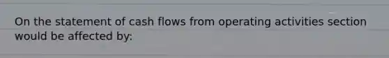 On the statement of cash flows from operating activities section would be affected by: