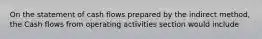 On the statement of cash flows prepared by the indirect method, the Cash flows from operating activities section would include