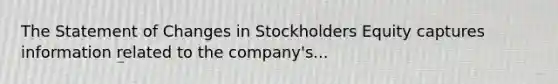 The Statement of Changes in Stockholders Equity captures information related to the company's...