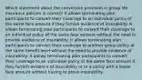 Which statement about the conversion provision in group life insurance policies is correct? It allows terminating plan participants to convert their coverage to an individual policy of the same face amount if they furnish evidence of insurability. It allows terminating plan participants to convert their coverage to an individual policy of the same face amount without the need to provide evidence of insurability. It allows terminating plan participants to convert their coverage to another group policy at the same benefit level without the need to provide evidence of insurability. It allows terminating plan participants to convert their coverage to an individual policy of the same face amount if they furnish evidence of insurability or to a policy with a lesser face amount without having to prove insurability.