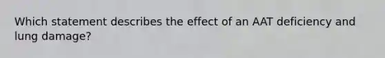 Which statement describes the effect of an AAT deficiency and lung damage?