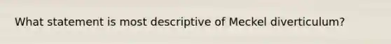 What statement is most descriptive of Meckel diverticulum?