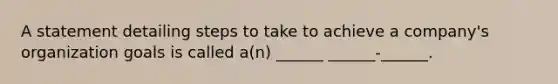 A statement detailing steps to take to achieve a company's organization goals is called a(n) ______ ______-______.