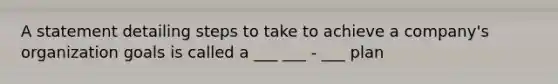 A statement detailing steps to take to achieve a company's organization goals is called a ___ ___ - ___ plan
