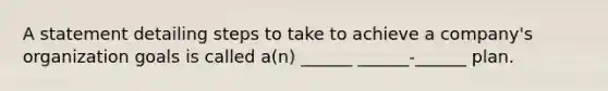 A statement detailing steps to take to achieve a company's organization goals is called a(n) ______ ______-______ plan.