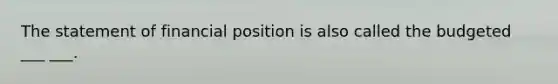 The statement of financial position is also called the budgeted ___ ___.