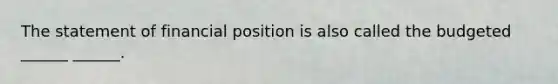 The statement of financial position is also called the budgeted ______ ______.