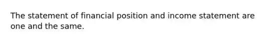 The statement of financial position and income statement are one and the same.