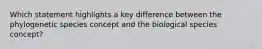 Which statement highlights a key difference between the phylogenetic species concept and the biological species concept?