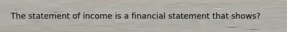 The statement of income is a financial statement that shows?