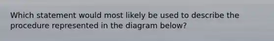 Which statement would most likely be used to describe the procedure represented in the diagram below?