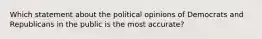 Which statement about the political opinions of Democrats and Republicans in the public is the most accurate?