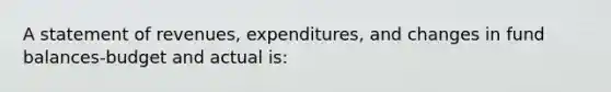 A statement of revenues, expenditures, and changes in fund balances-budget and actual is: