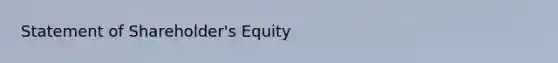 Statement of Shareholder's Equity