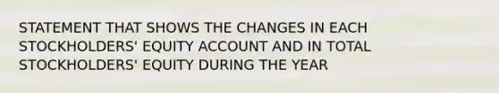 STATEMENT THAT SHOWS THE CHANGES IN EACH STOCKHOLDERS' EQUITY ACCOUNT AND IN TOTAL STOCKHOLDERS' EQUITY DURING THE YEAR