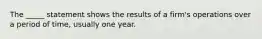 The _____ statement shows the results of a firm's operations over a period of time, usually one year.