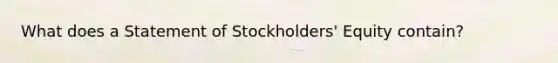 What does a Statement of Stockholders' Equity contain?