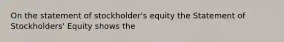 On the statement of stockholder's equity the Statement of Stockholders' Equity shows the