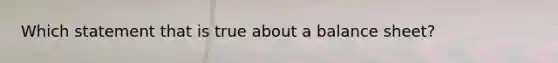 Which statement that is true about a balance sheet?
