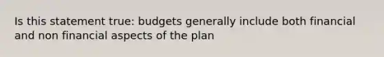 Is this statement true: budgets generally include both financial and non financial aspects of the plan