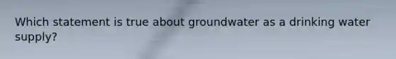 ​Which statement is true about groundwater as a drinking water supply?