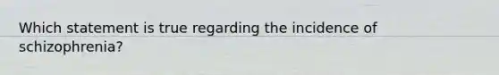 Which statement is true regarding the incidence of schizophrenia?