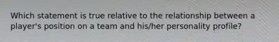 Which statement is true relative to the relationship between a player's position on a team and his/her personality profile?