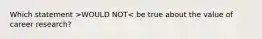 Which statement >WOULD NOT< be true about the value of career research?