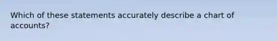 Which of these statements accurately describe a chart of accounts?