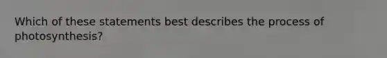 Which of these statements best describes the process of photosynthesis?