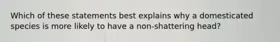 Which of these statements best explains why a domesticated species is more likely to have a non-shattering head?