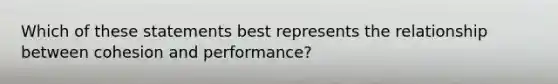 Which of these statements best represents the relationship between cohesion and performance?