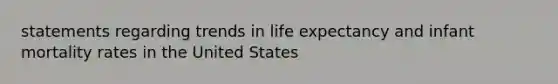 statements regarding trends in life expectancy and infant mortality rates in the United States