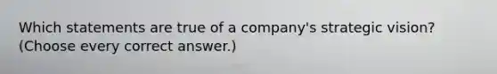 Which statements are true of a company's strategic vision? (Choose every correct answer.)