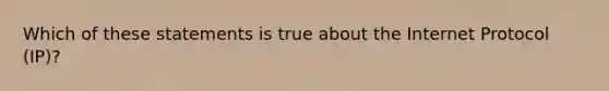 Which of these statements is true about the Internet Protocol (IP)?