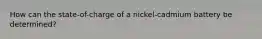 How can the state-of-charge of a nickel-cadmium battery be determined?