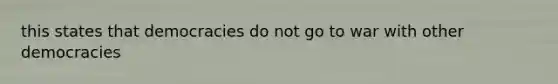 this states that democracies do not go to war with other democracies