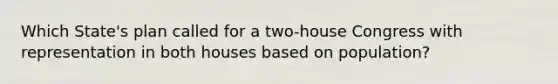 Which State's plan called for a two-house Congress with representation in both houses based on population?