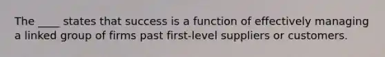 The ____ states that success is a function of effectively managing a linked group of firms past first-level suppliers or customers.