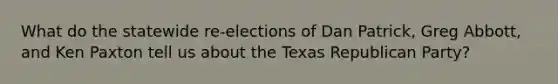 What do the statewide re-elections of Dan Patrick, Greg Abbott, and Ken Paxton tell us about the Texas Republican Party?