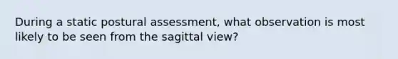 During a static postural assessment, what observation is most likely to be seen from the sagittal view?