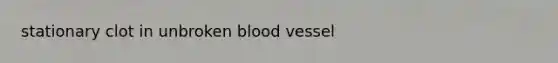 stationary clot in unbroken blood vessel