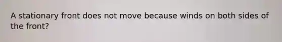 A stationary front does not move because winds on both sides of the front?