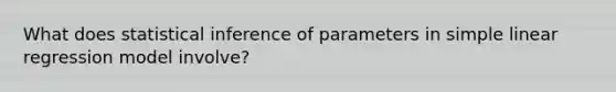 What does statistical inference of parameters in simple linear regression model involve?