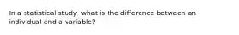 In a statistical study, what is the difference between an individual and a variable?