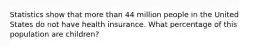 Statistics show that more than 44 million people in the United States do not have health insurance. What percentage of this population are children?